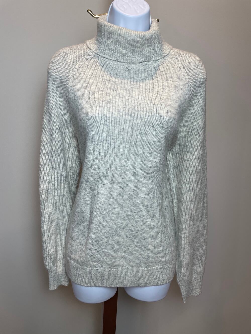 Loft Sweater Size L Gray Cotton Blend Knit Turtleneck